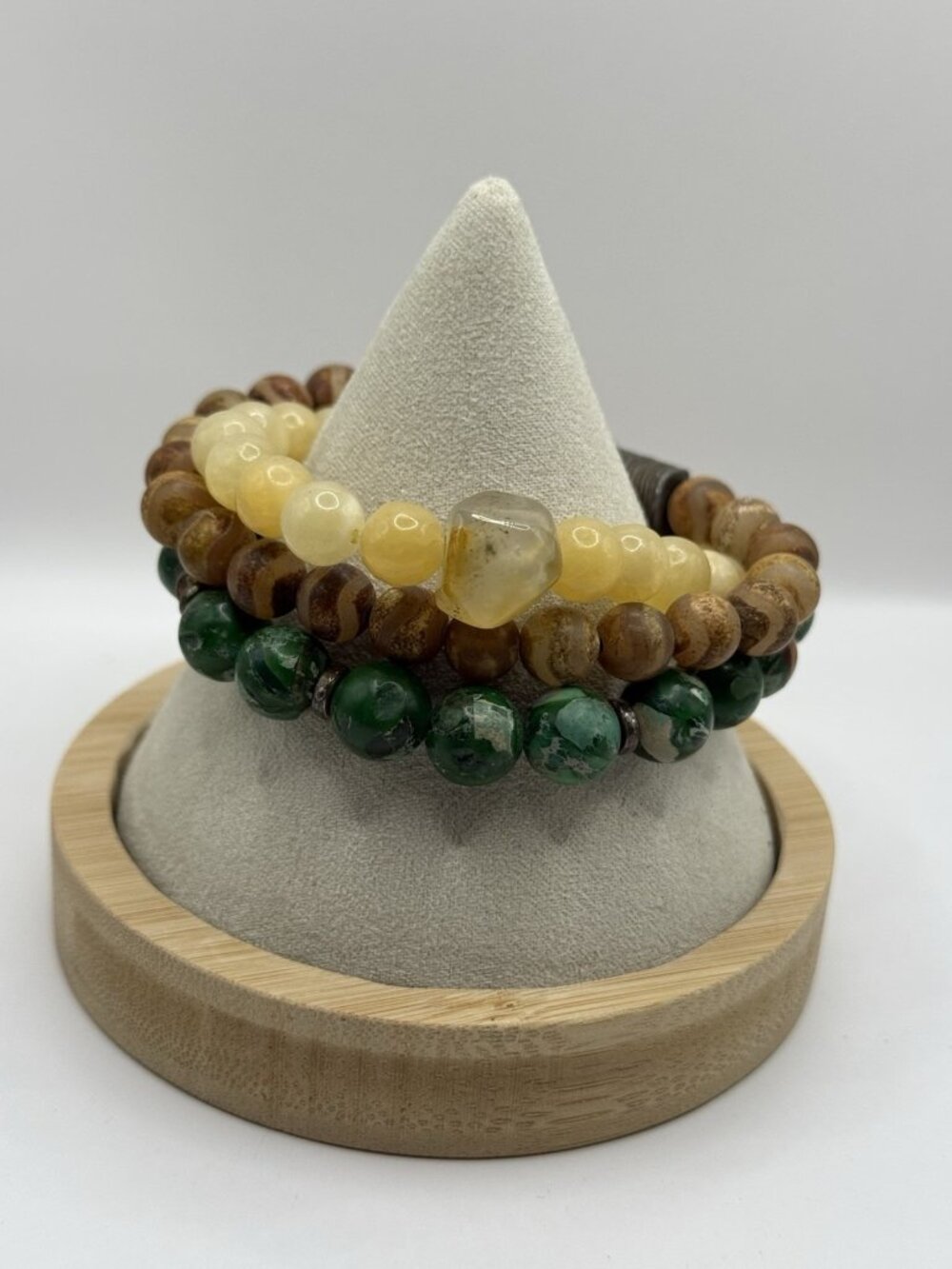 Vintage Lot Of 3 Stone Bead Bracelets 6.5"